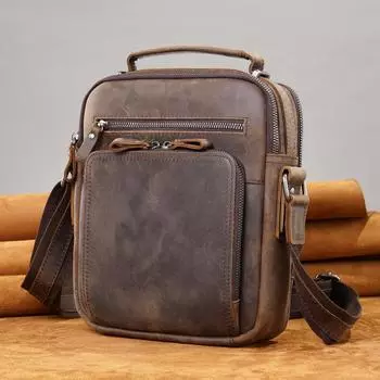 Модная трендовая сумка из натуральной кожи для мужчин на одно плечо из коровьей кожи с ремешком через плечо