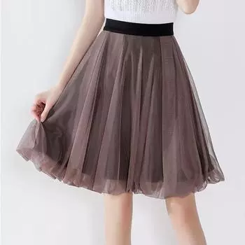 Модная тюлевая юбка, плиссированные юбки-пачки, женская юбка в стиле Лолиты, юбка миди для подружек невесты S чёрный