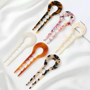 Модная U-образная шпилька, вилка для волос, модная заколка для волос из материала уксусной кислоты, головные уборы, аксессуары для женщин и девочек, ретро ювелирные изделия, подарок