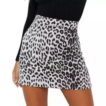 Модная юбка на бедрах с леопардовым принтом и высокой талией S