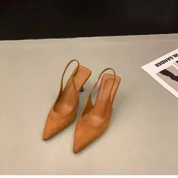 Модная удобная обувь для женщин 2024 года, босоножки на прозрачном каблуке, женский бежевый, новый модный, высокий, черный, ретро, для девочек, низкий, закрытый, летний, с острым носком 35 чёрный