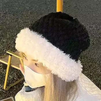 Модная удобная шляпа-ведро из толстой плюшевой зимней ветрозащитной вязаной пряжи для рыбалки