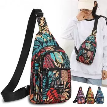 модная уличная дорожная велосипедная нагрудная сумка для женщин, красочный рюкзак с цветочным принтом и листьями, модный рюкзак с несколькими карманами через плечо B 30X17X6cm оранжевый