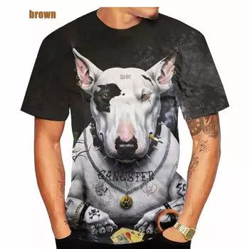 Модная уличная легкая футболка с коротким рукавом и персонализированным животным принтом, летняя футболка XS