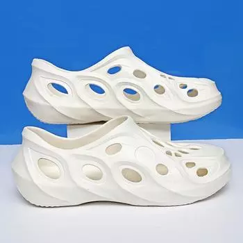 Модная уличная пляжная обувь для пар большого размера, повседневные сандалии, тапочки, перфорированная обувь, размеры 39–45 36 чёрный