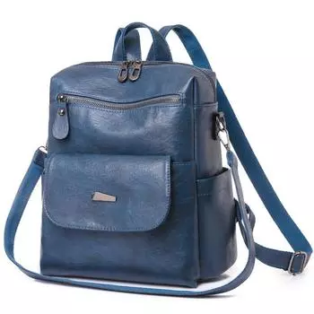 Модная уличная тенденция женская сумка простой женский рюкзак сумка через плечо мягкий pu дорожный рюкзак бордовый