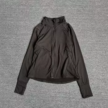 Модная уличная тонкая бархатная высокоэластичная быстросохнущая ветрозащитная толстовка Black Stretch Neck Running Clothes XS