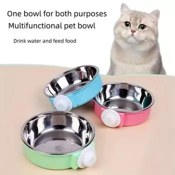 Модная унисекс антиопрокидывающаяся подвесная миска для собак, миска для еды, зоотовары, экономящая место для клетки, ящик из нержавеющей стали, легко моется, для собак и кошек, фиксированная Small зелёный