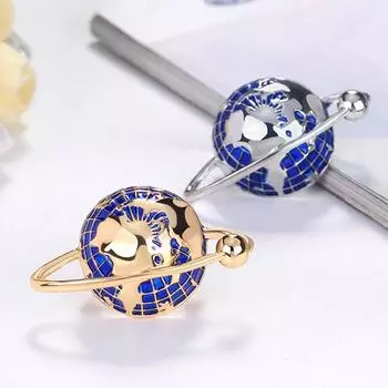 Модная унисекс глобус из сплава, эмалированная брошь, значок на булавке - декор джинсовой куртки с лацканами золотистый