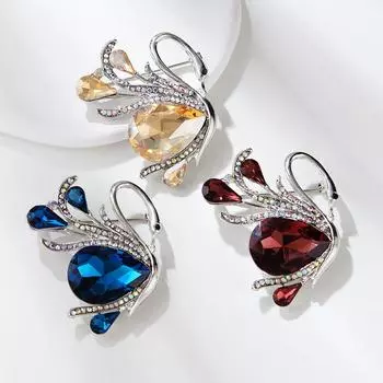 Модная универсальная брошь в виде лебедя из кристаллов для женщин, корсаж, фиксированная одежда, аксессуары, булавка, кардиган, свитер, аксессуары