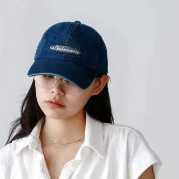 Модная универсальная джинсовая кепка женская [Винтажная стираная бейсболка мужская Alphabet Hip Hop Tide M56-58cm темно-синий