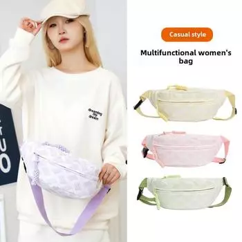 Модная универсальная иностранная сумка через плечо из нейлоновой ткани для женщин, многофункциональная студенческая сумка для отдыха на плече, поясная сумка розовый