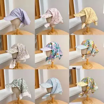 Модная универсальная клетчатая маленькая свежая шапка-платок женская летняя солнцезащитная козырек универсальная фото шапка M56-58cm