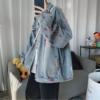 Модная универсальная куртка в стиле минимализма, литературная японская мужская молодежная популярная куртка с лацканами и длинными рукавами S серый