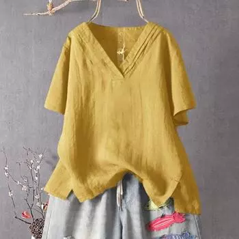 Модная универсальная легкая однотонная винтажная женская блузка с разрезом подол, уличная рубашка в стиле ретро L розовый