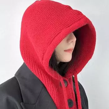 Модная универсальная шапка-балаклава, шарф, интегрированная защита ушей, вязаная шерстяная теплая шапка