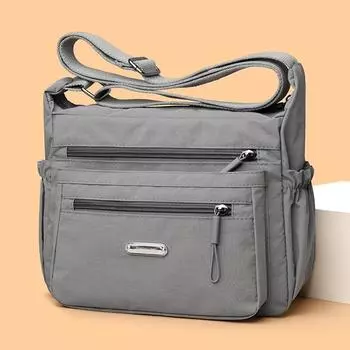 Модная универсальная сумка через плечо большой емкости, женская повседневная легкая сумка из нейлоновой ткани, простая трендовая сумка через плечо серый