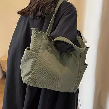 Модная универсальная сумка через плечо для колледжа, вельветовая квадратная сумка для поездок на работу, унисекс, большая вместительная портативная сумка через плечо для отдыха