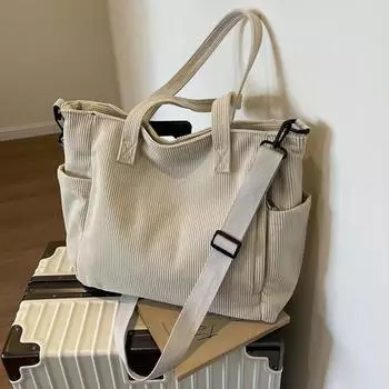 Модная универсальная сумка через плечо для колледжа, вельветовая квадратная сумка для женщин, большая вместимость, для отдыха, портативная сумка через плечо 29x14x28cm чёрный