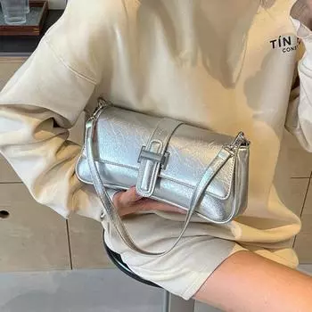 Модная универсальная сумка подмышкой для женщин, новые минималистичные повседневные сумки через плечо в стиле ретро, нишевые твердые кошельки для монет (20cm<Max Length<30cm)