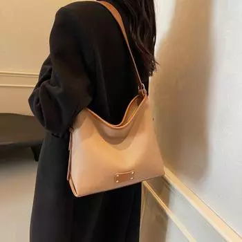 Модная универсальная сумка-тоут 2024 года, новые контрастные цвета, усовершенствованная текстура, большая вместимость, сумка-мессенджер через плечо Tide чёрный