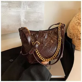 Модная универсальная сумка женская осень и зима 2024 нишевый дизайн ромбовидная цепочка одно плечо сумка-мессенджер сумка-ведро