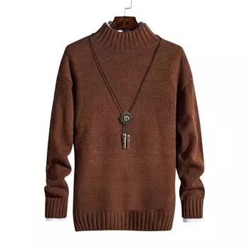 Модный высокий воротник, универсальный вариант вязаного свитера, мужская одежда M белый