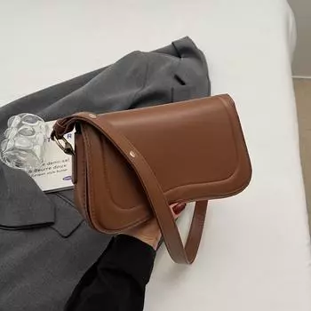Модная универсальная высококачественная сумка на одно плечо через подмышку, однотонная осенняя ретро-сумка для поездок на работу коричневый
