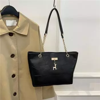 Модная универсальная женская сумка через плечо для поездок на работу, большая вместимость, повседневная сумка-тоут с цепочным ремнем, женские сумки через плечо