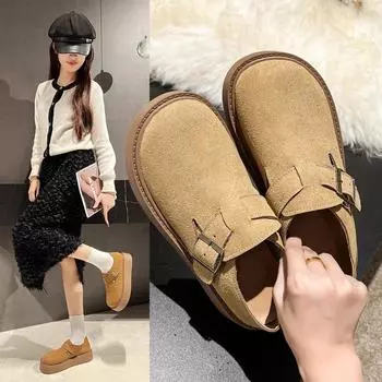 Модная универсальная зимняя обувь. Женская обувь на толстой подошве. Кроссовки с круглым носком и неглубокой подошвой. Новые кроссовки в стиле ретро. 35