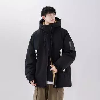 Модная утолщенная куртка с капюшоном и светящимся алфавитом, молодежная теплая куртка из белого утиного пуха M