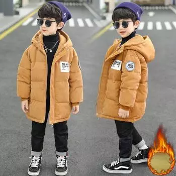 Модная утолщенная одежда с хлопковой подкладкой для мальчиков, зимняя детская повседневная одежда с хлопковой подкладкой 110cm