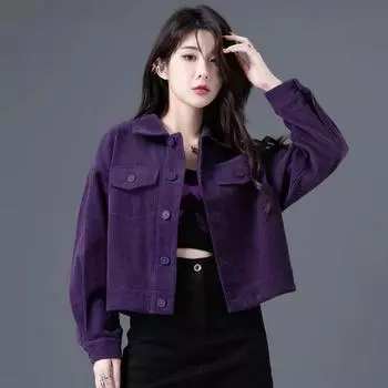 Модная вельветовая куртка для женщин, новый стиль на осень и зиму, модный стиль, короткие топы из вельвета S