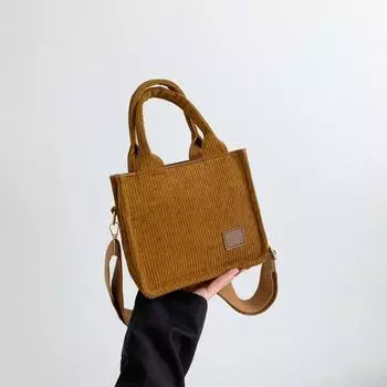 Модная вельветовая портативная маленькая квадратная сумка 2024 года, зимняя новая трендовая сумка через плечо, большая вместительная сумка для мам, женская сумка белый