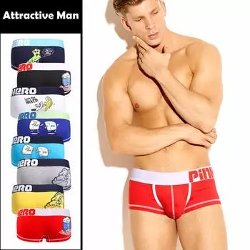 Модная версия мужского нижнего белья из хлопка с принтом XL темно-синий