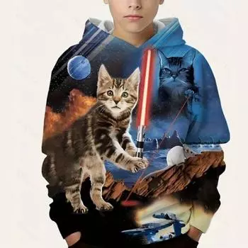 Модная весенне-осенняя детская толстовка с 3d мультяшным принтом, модная милая одежда с животными для мальчиков, праздничная одежда для девочек, Miniso Cool 100CM