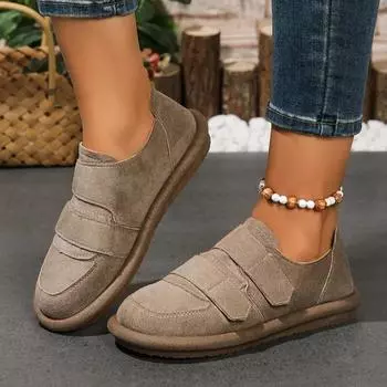 Модная весенне-осенняя модная женская обувь 2024 года, высококачественная однотонная обувь с круглым носком и низким каблуком, удобная женская обувь на плоской подошве 35 бежевый