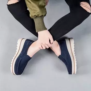 Модная весенне-осенняя новая повседневная обувь, женские туфли из натуральной кожи, мягкая подошва, удобный наклонный каблук, толстая подошва, туфли-торбы 35 чёрный