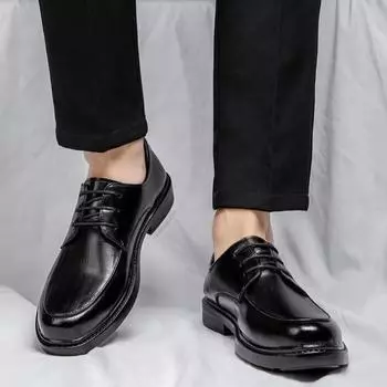 Модная весенне-осенняя обувь для мужчин с круглым носком, мужская официальная обувь из натуральной кожи без резины, для офиса, новая, официальная, для вечеринок, повседневная 38