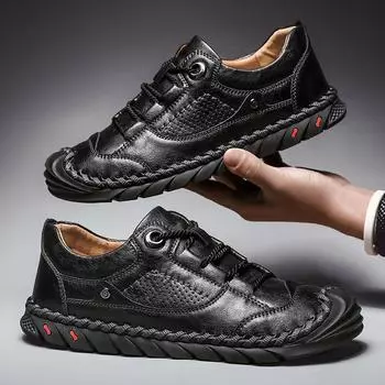Модная весенняя мужская повседневная обувь для активного отдыха из натуральной кожи, мужская обувь, брендовая обувь для скалолазания, пешего туризма, дышащие мужские кроссовки, обувь 38 чёрный