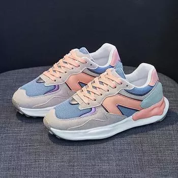 Модная весенняя новая обувь для женщин, модные кроссовки с острым носком, повседневные спортивные кроссовки для девочек, удобная сетчатая спортивная обувь 35 бежевый