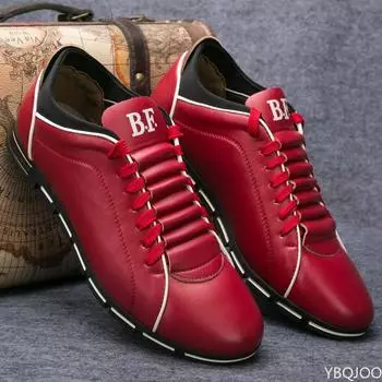 модная весенняя повседневная обувь модная кожаная обувь для мужчин летняя мужская обувь на плоской подошве кроссовки мужские дропшиппинг большие размеры 38-48 38 красный