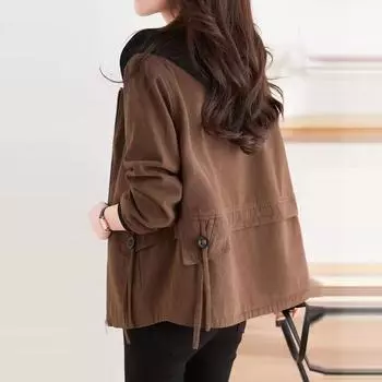 Модная весенняя ветровка в европейском стиле с пальто с капюшоном L кофейный