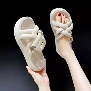 модная весенняя женская обувь на плоской подошве, новые летние женские домашние вязаные тапочки, нескользящие домашние тапочки 35 чёрный