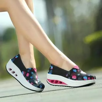 Модная весна 2024 года, новые парусиновые туфли-качалки на танкетке, дышащая женская обувь, спортивная обувь для путешествий, Sapatos Femininos 36