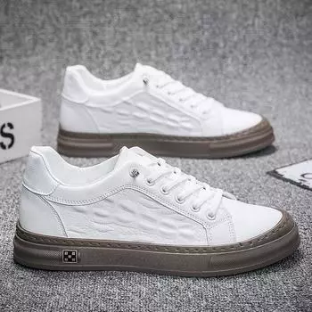 Модная весна и лето, новая мужская обувь, мужская повседневная обувь для серфинга, низкие спортивные кроссовки из искусственной кожи 39 белый