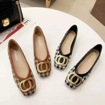 Модная весна-осень, новые женские туфли, модные туфли большого размера с квадратным носком и неглубоким носком, повседневные туфли для офиса и работы 35 чёрный