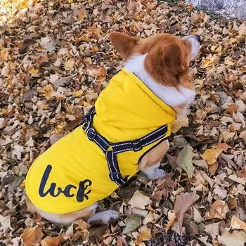 Модная ветрозащитная куртка для собак со светоотражающими ремнями, зимняя одежда с флисовой подкладкой, жилет, товары для собак S жёлтый