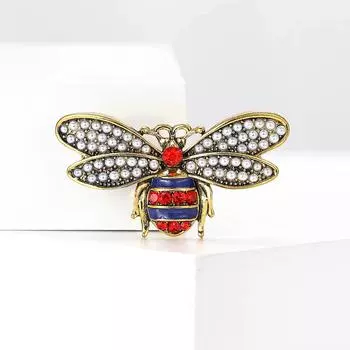 Модная винтажная брошь из сплава в виде пчелы с жемчугом, изысканная женская одежда, украшение для корсажа