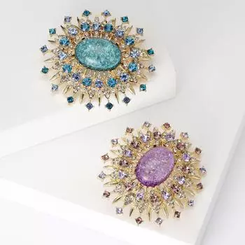 Модная винтажная брошь-подсолнух премиум-класса со стразами для женского платья, брошь-украшение